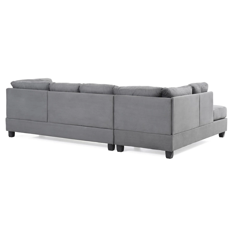 Malone 111 in. Suede 4-Seater Sectional Sofa with 2-Throw Pillow - 111L x 78W x 34H