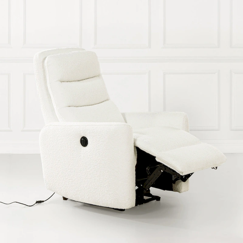 Bloomy 35.5  Boucle Upholstered High-Back Power Recliner Motion Chair