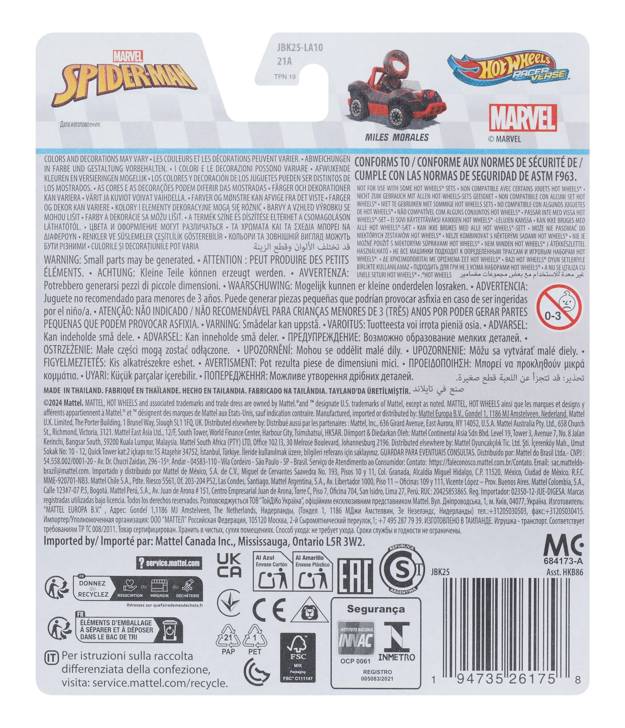 Hot Wheels RacerVerse Vehículo de Juguete Miles Morales