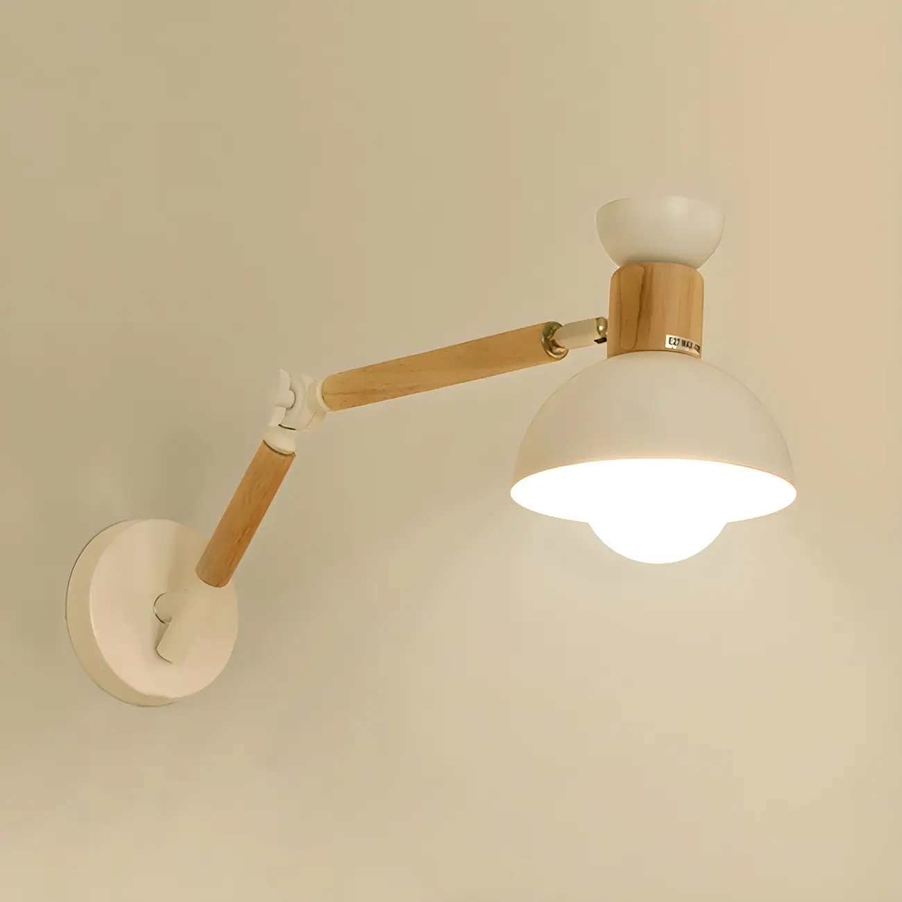 Modern Wood Metal Swing Arm Wall Light