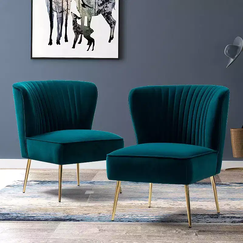 Quentin Velvet Accent Side Chair with Padded Seat Set of 2 | Karat Home