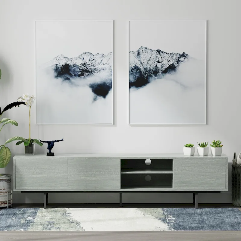 Glenwillow Home Atlas 78 x 20 Lowboy Mid-Century Modern TV Stand Console