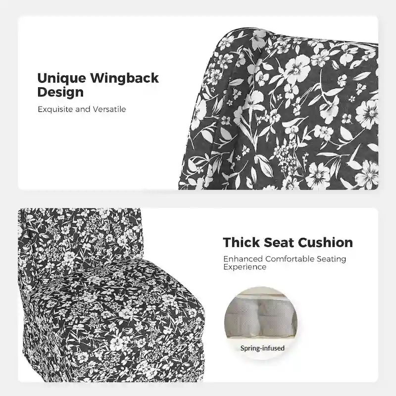 Falk Transitional Upholstered Slipper Chair with Slipcover and Solid Wood Legs Set of 2 by HULALA HOME