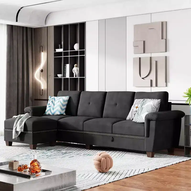 Celebalcony Sectional Couch, Convertible L Shaped Couch with Storage,Sectional Sofa with Storage Ottoman for Living Room, Apartment, Office