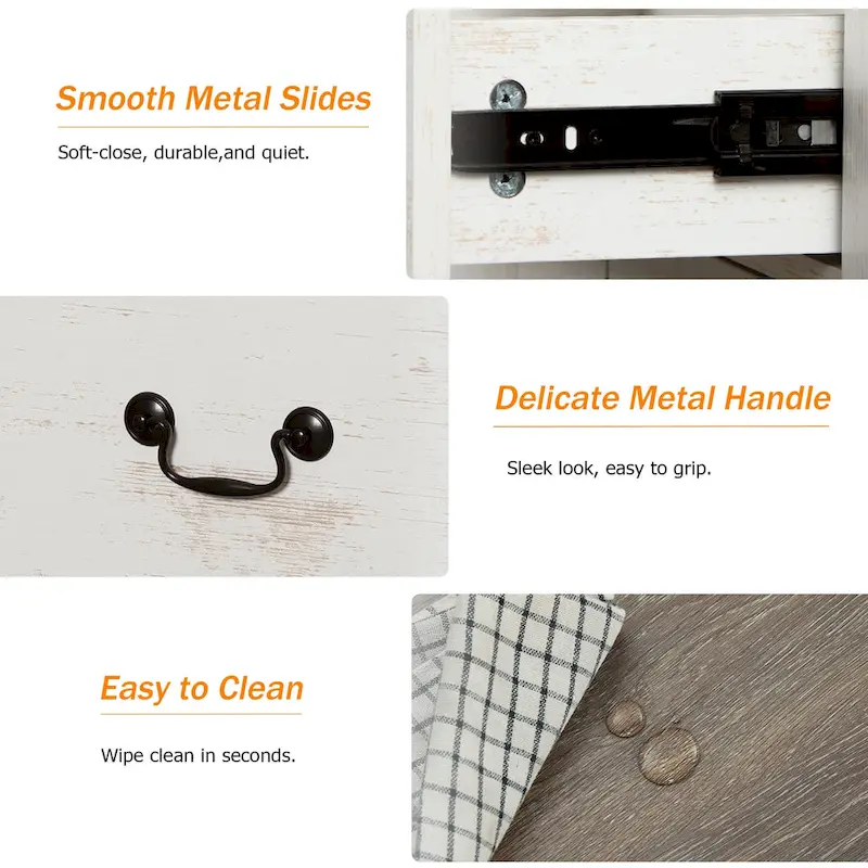 53.5 Wide Farmhouse White Dresser TV Stand with Curved Edge Design and Wide Chests of Drawers