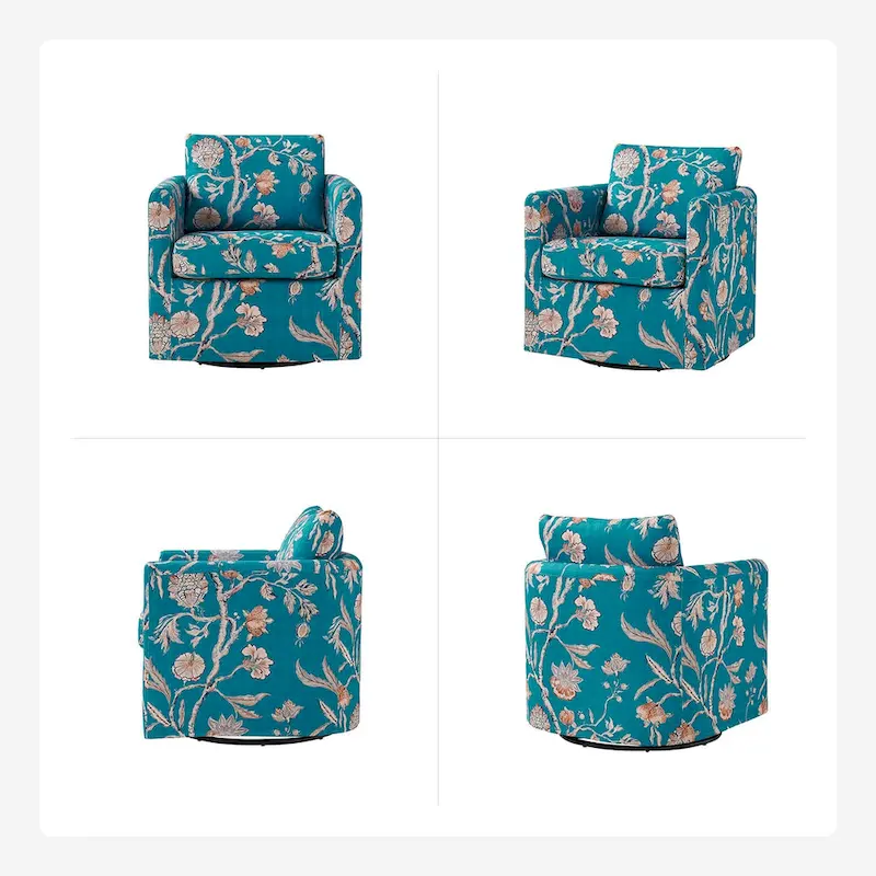 Erkenbald Modern Slipcovered Swivel Chair with Removable Cushion by HULALA HOME