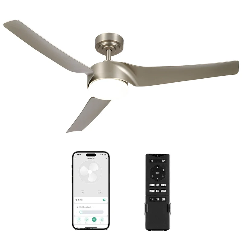 Modern 52  Smart Ceiling Fan with Dimmable Light Kit & Remote