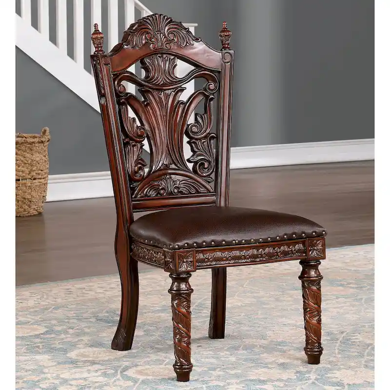 Abeena Traditional Cherry Solid Wood 5-Piece Expandable Dining Table Set