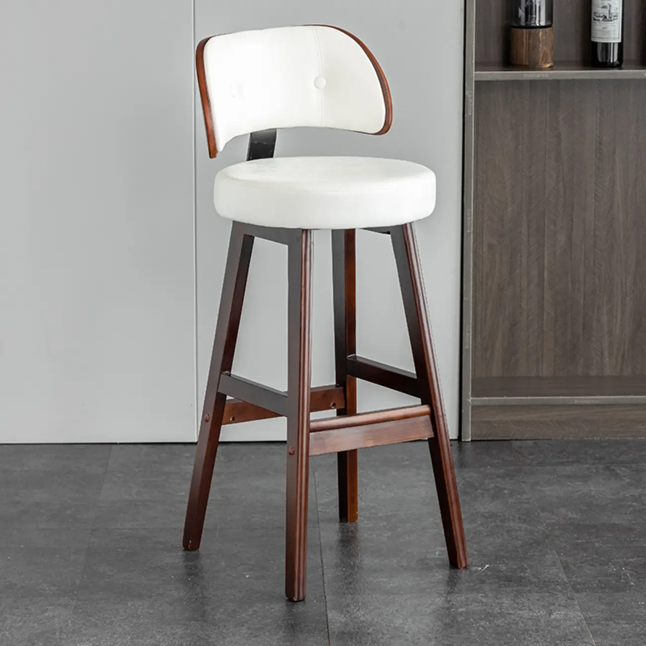 Modern Wood Upholstered Bar Stools with Back