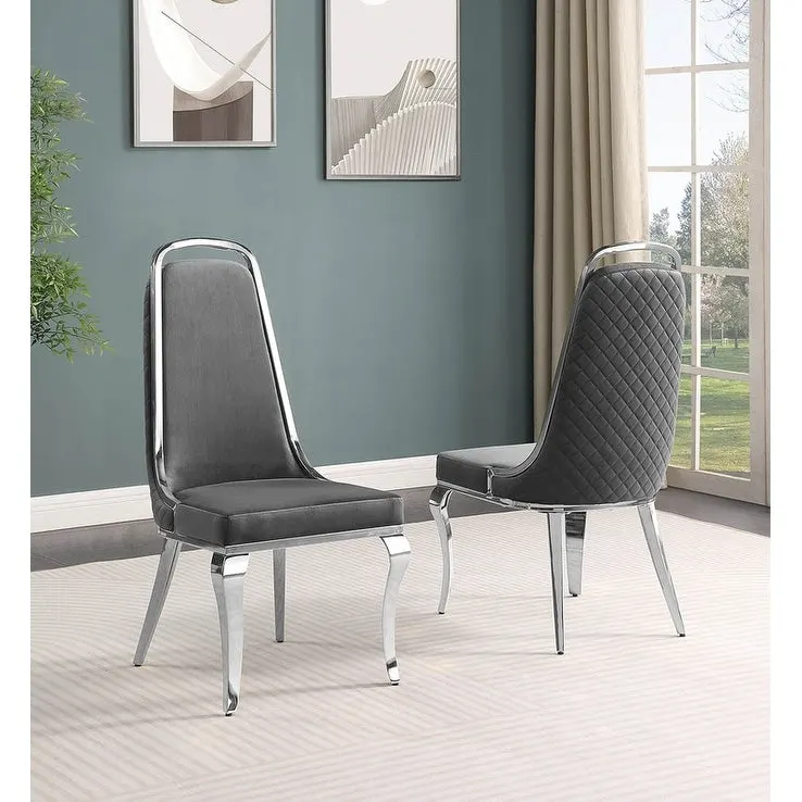 Velvet Side Chairs with Chrome Legs - Set of 2