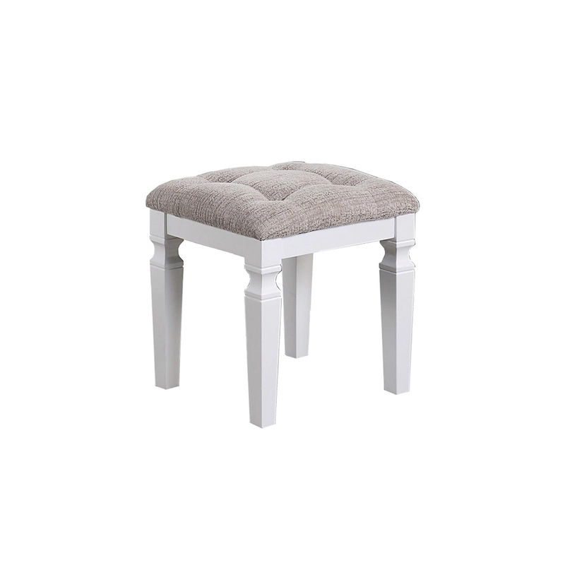 Fabric and Wood Vanity Set with Stool