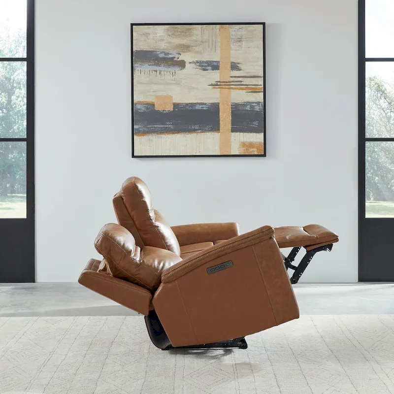 Cooper Leather Dual Power Reclining Sofa - Camel