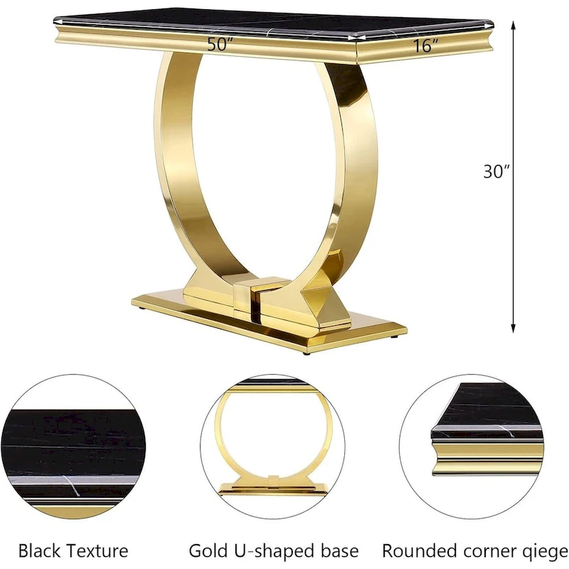 50 inch Rectangle Console Table with Circle Base