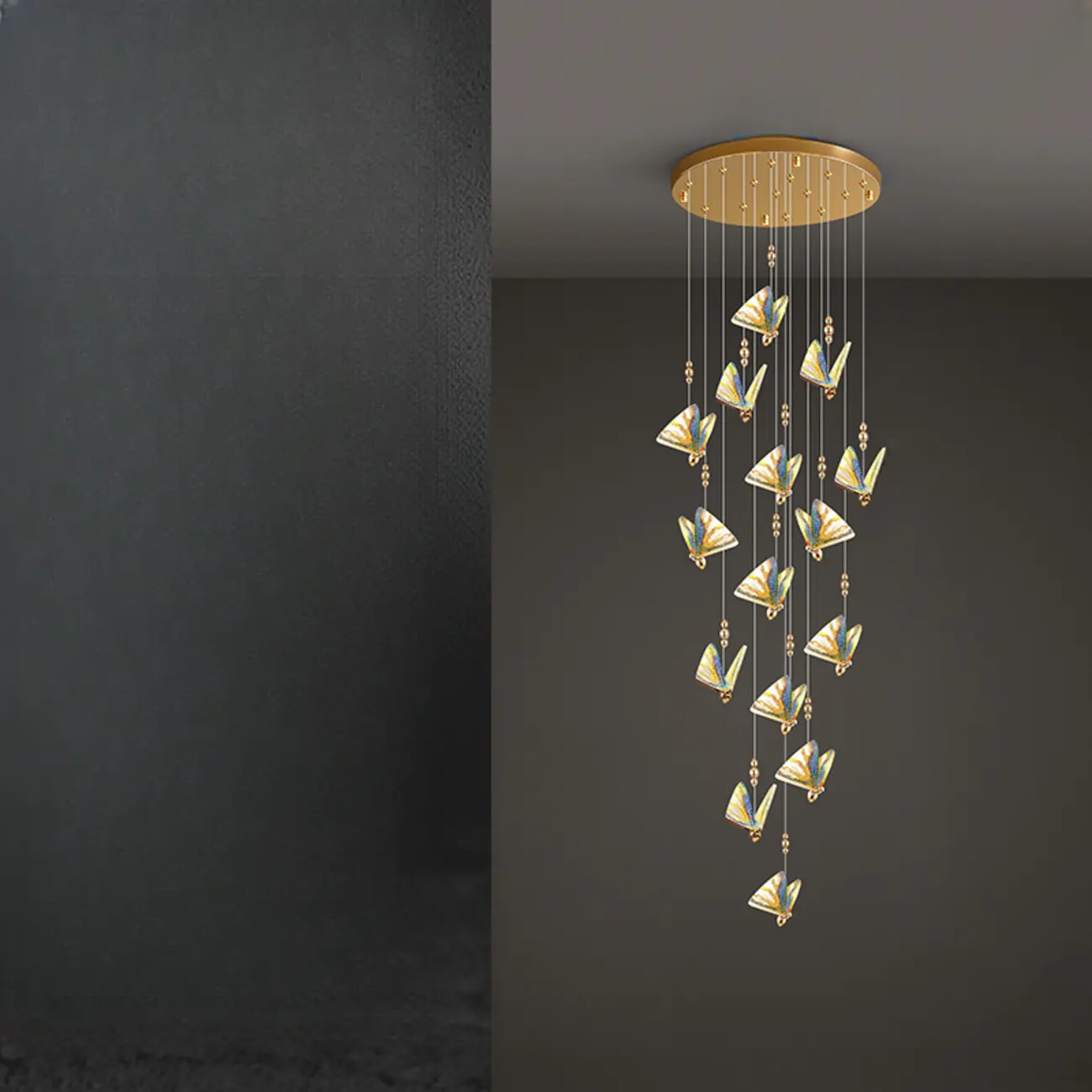 Modern Crystal Linear Butterfly Chandelier Light with Remote