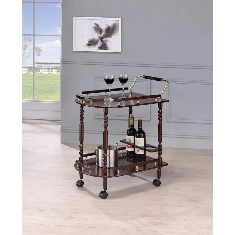 2-Tier Serving Cart, Brown - 31.25 H x 24.75 W x 15.75 L Inches