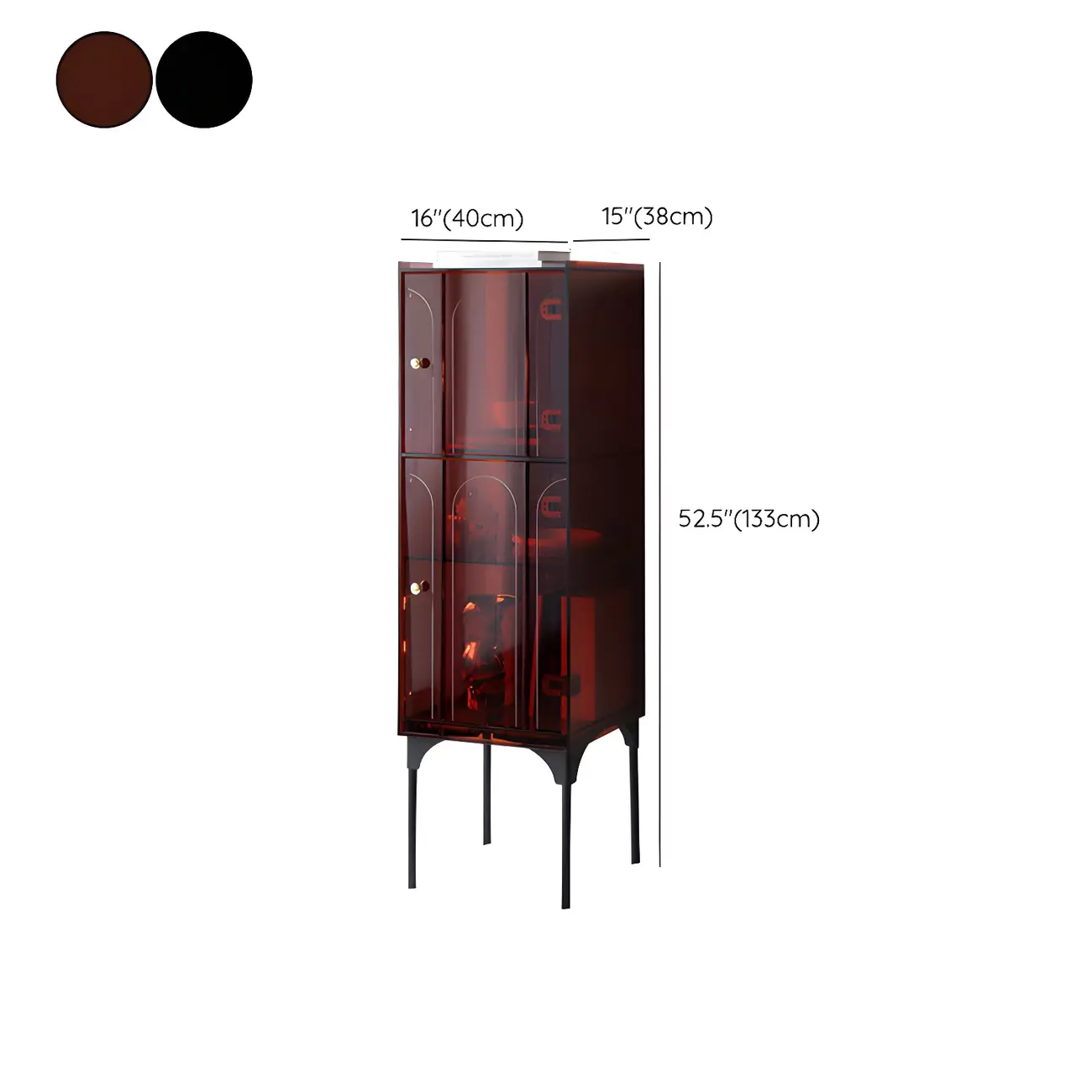 Modern Plastic/Acrylic Sideboard Cabinets with Shelves in Red