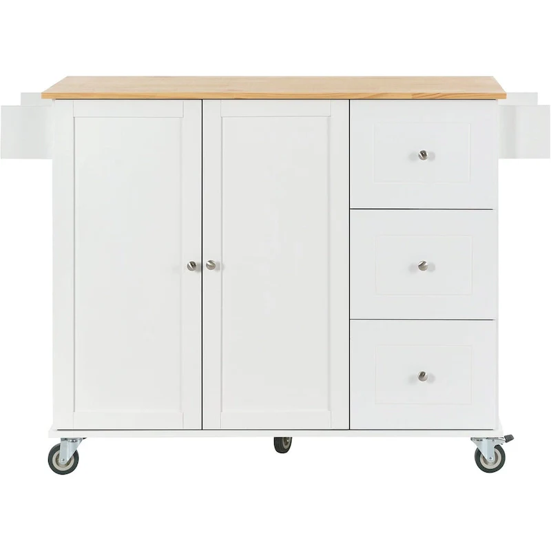 Multifunctional Kitchen Cart with Spice Rack and Adjustable Shelves