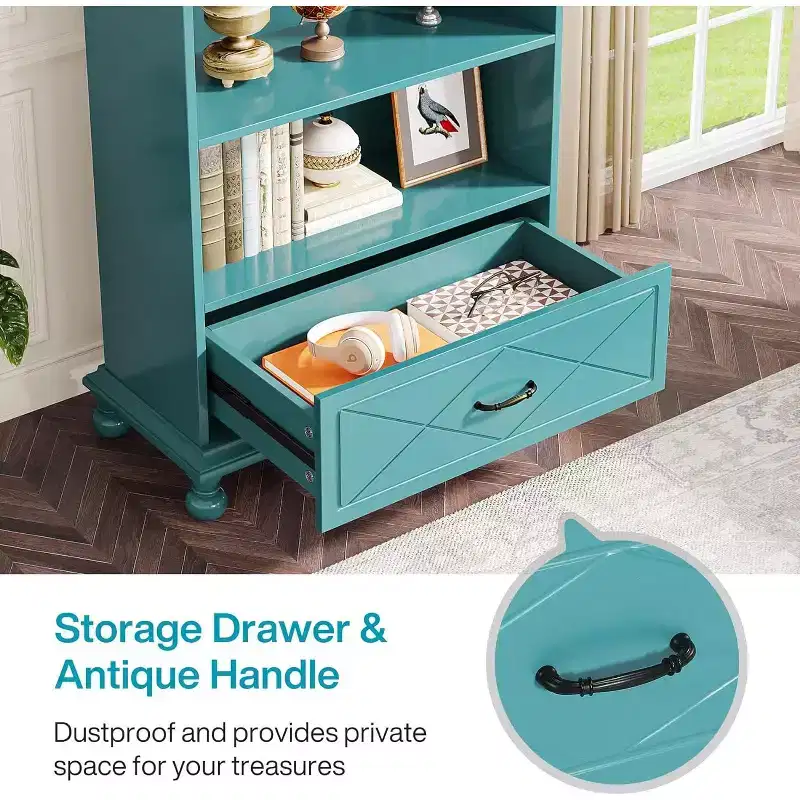 Tribesigns 6-Tier Bookshelf with Drawer, 70.9 Freestanding Bookcase, Open Book Display Rack