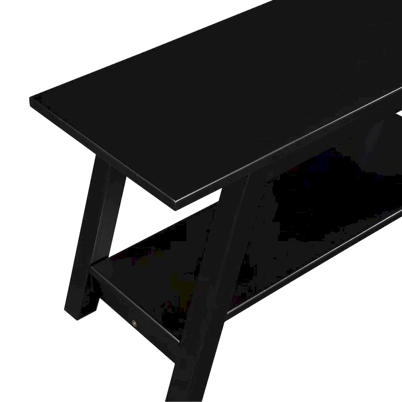 Roundhill Furniture Elyz Solid Wood Bench with Shelf, White