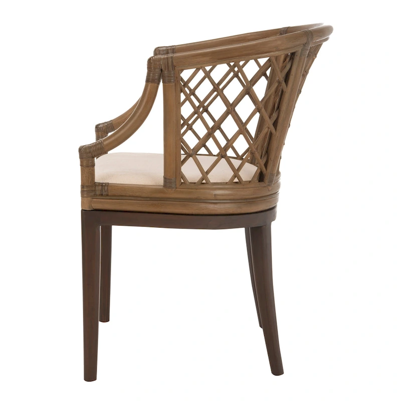 SAFAVIEH Theona Rattan Lattice Arm Chair - 22.3 W x 23 L x 31.3 H - 22Wx23Dx31H