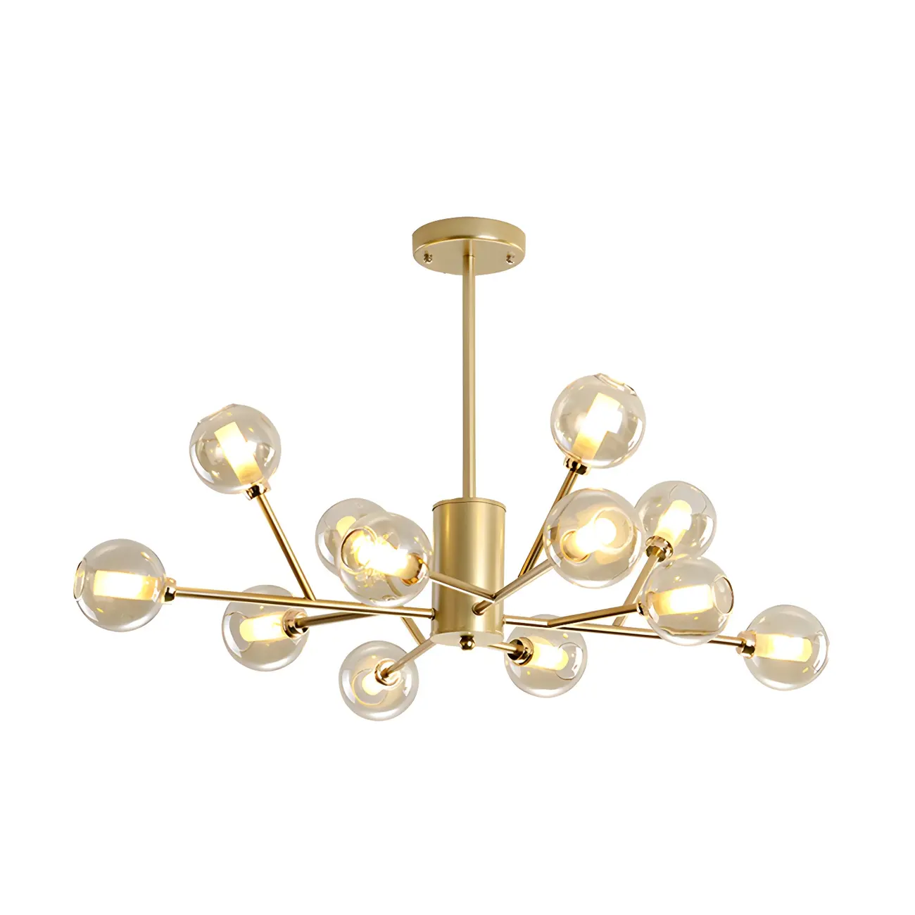 Modern Gold Metal Glass Globe Sputnik Chandelier
