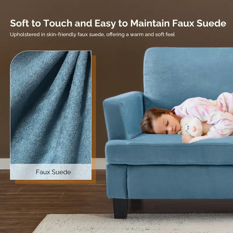 83.5 Upholstered Square Arm Suede Sofa