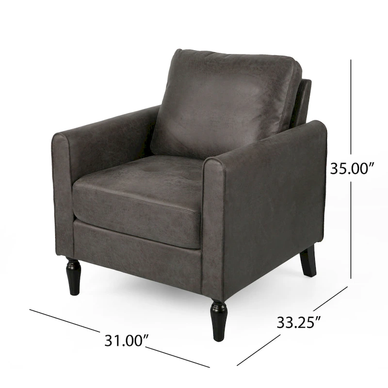 Modern 31 Microfiber Club Chair with Tapered Legs and Thick Seat Cushions