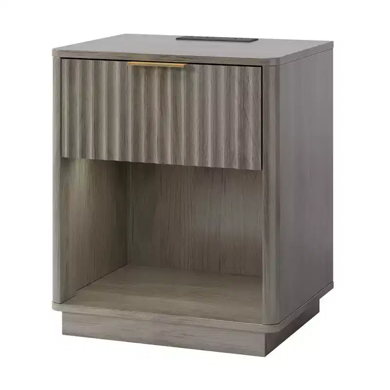 Karl Home 1-Drawer Gray MDF (Medium-Density Fiberboard) 18.9in. W Nightstands