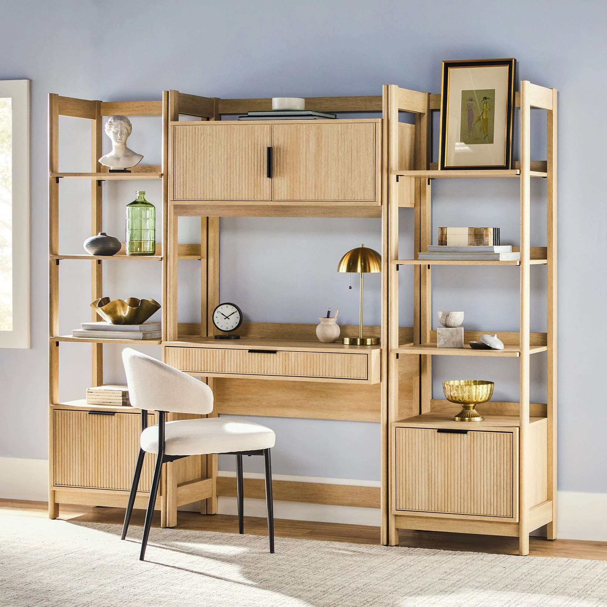 Holmes Modern Scandinavian Reeded Bookshelf