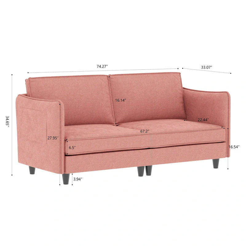 Hadley 74.27 Loveseat Sofa with Mid-Century Modern Design