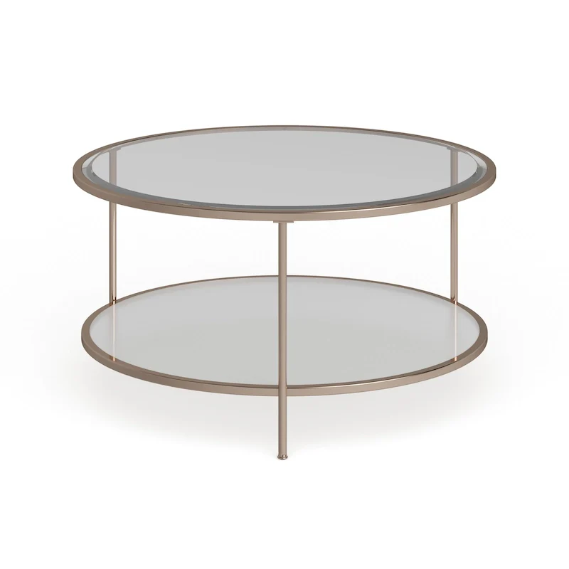 SEI Furniture Grant Gold Copper Round Coffee Table with Storage