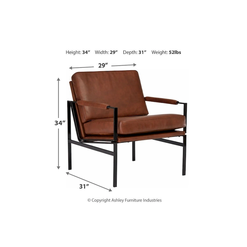 Signature Design by Ashley Puckman Mid Century Modern Leather Accent Chair - 29  W x 31.5  D x 34.25  H