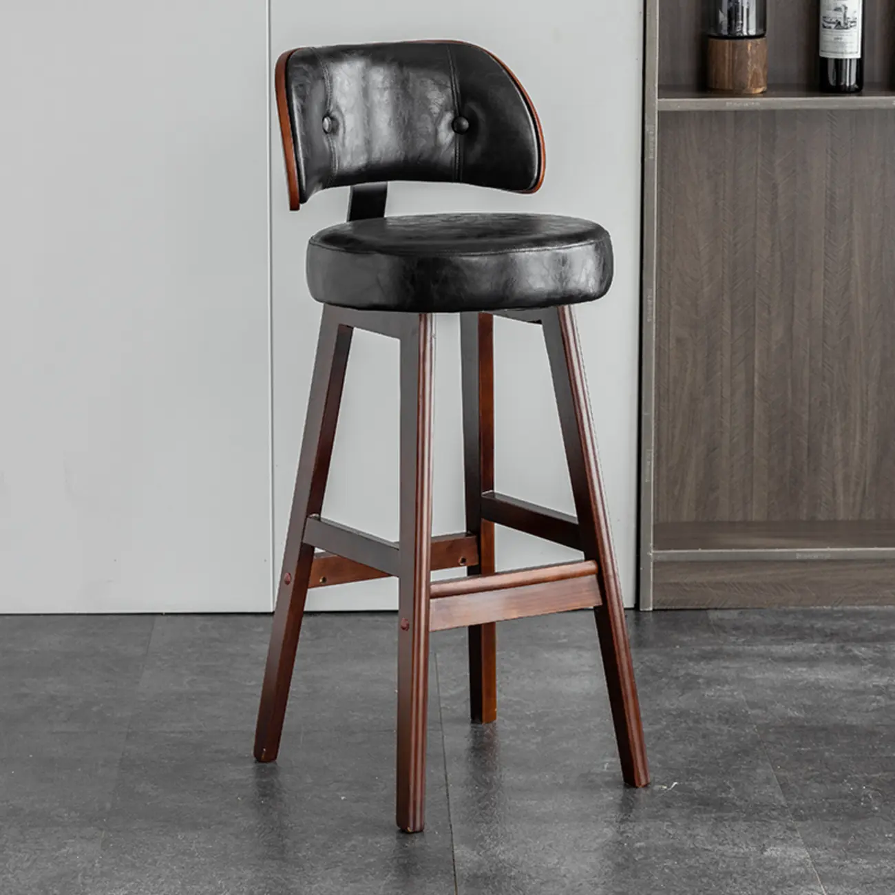 Modern Wood Upholstered Bar Stools with Back