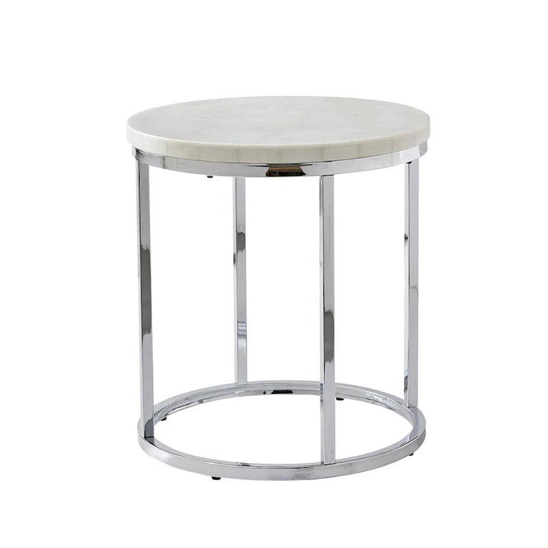 Steve Silver Eden White Marble Top Round Side Table