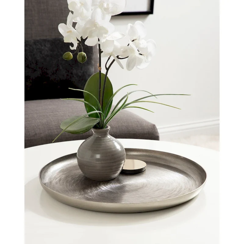 Kate and Laurel Stovring Round Metal Tray - 16  Diameter