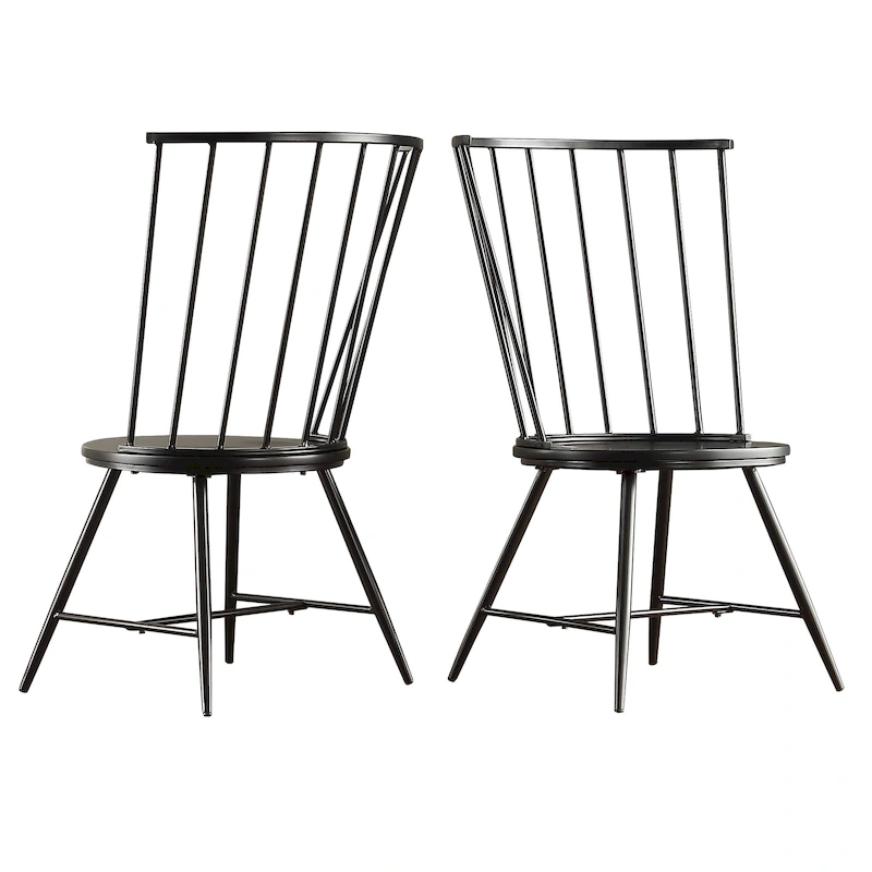 Truman High Back Metal and Wood Spindle Dining Chair (Set of 2) by iNSPIRE Q Modern