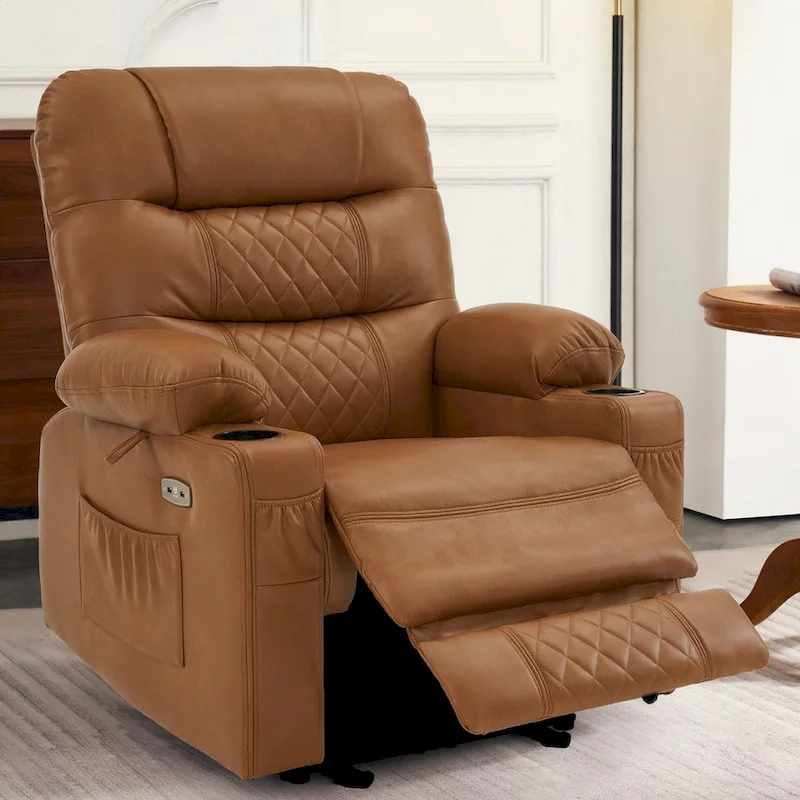 MCombo Electric Power Recliner Chair with Heat and Massage, Leather PR621