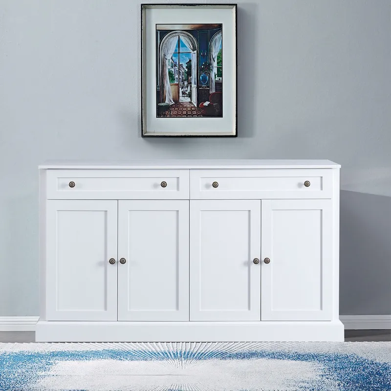 Contemporary Minimalist Wooden Sideboard with 2 Drawers and 2 Cabinets