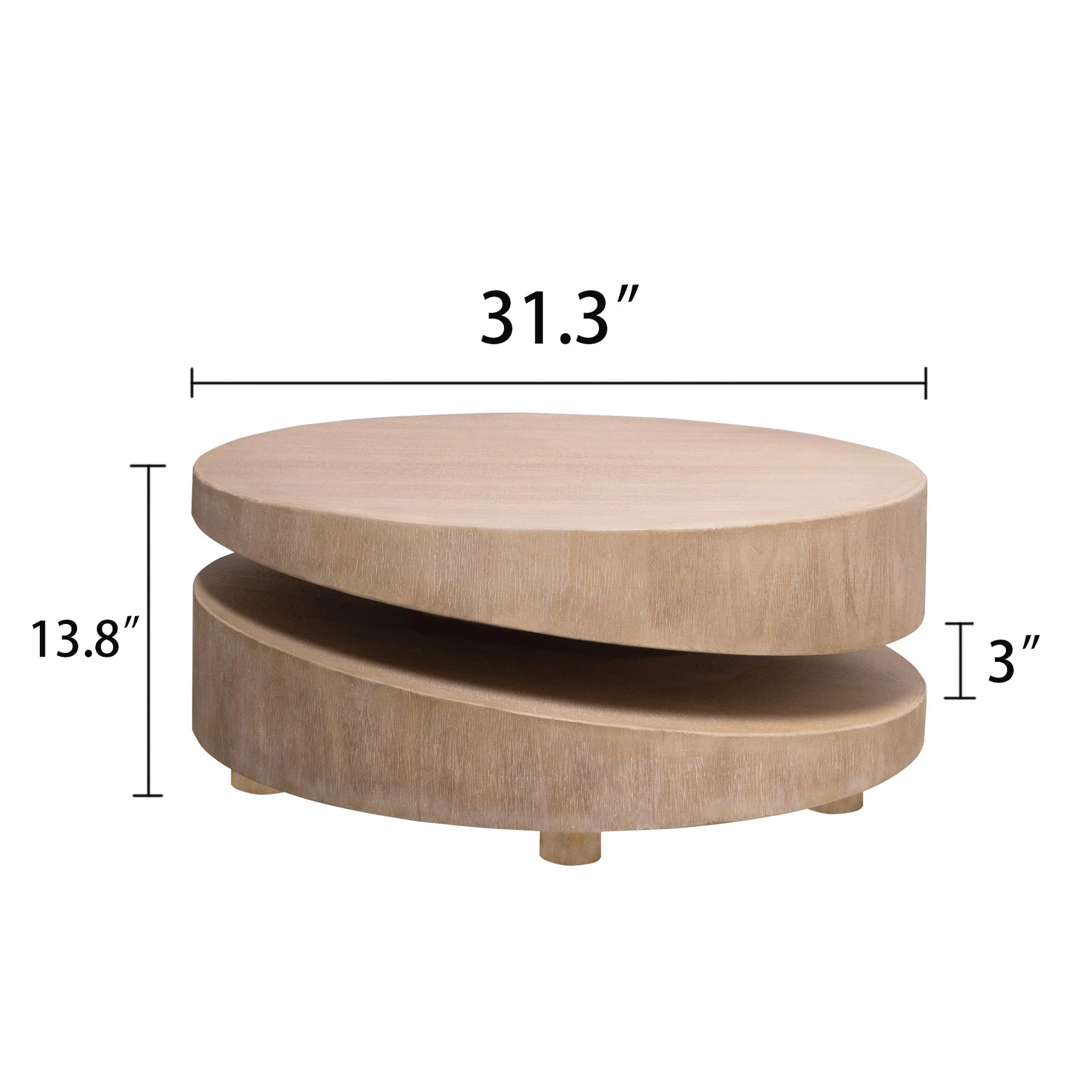 Walker Edison | Modern Natural Finish 31 in Round Wood Coffee Table