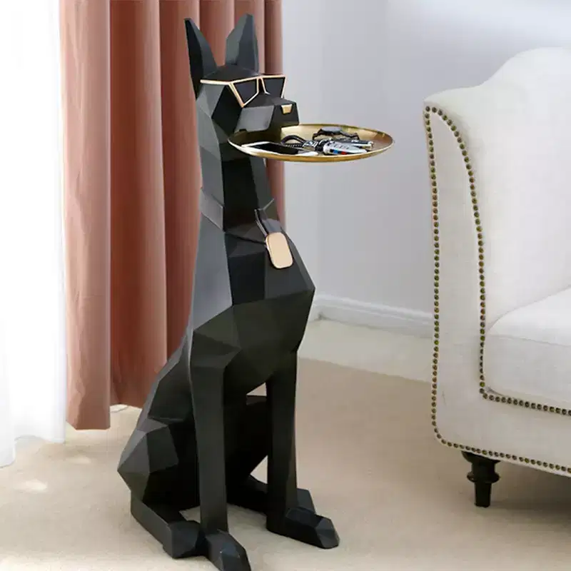 EUREKA ERGONOMIC 29''H, Big Doberman Dog Side table,13L x 9.84W x 29.13H,Black