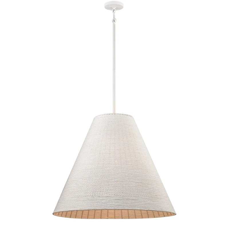 Elk Home Sophie White Coral Finish With White Paper Rope Shade Pendant