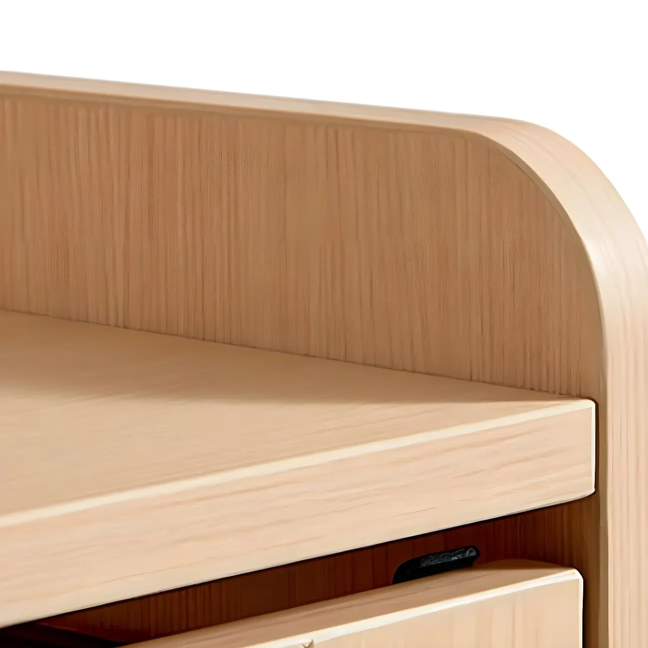 Durable Natural Finish Light Wood and Glass Drawers Dresser