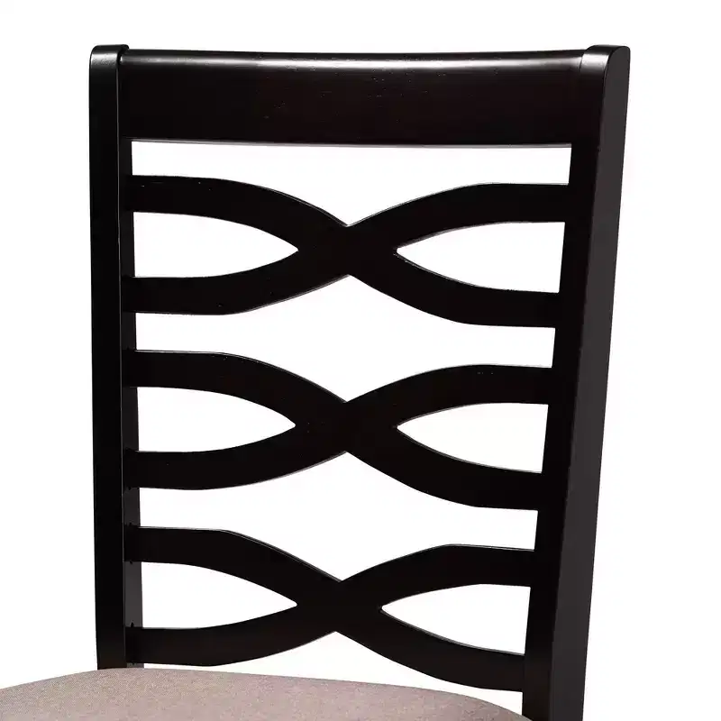 Set of 2 Lanier Fabric Upholstered Wood Dining Chairs Sand/Dark Brown - Baxton Studio
