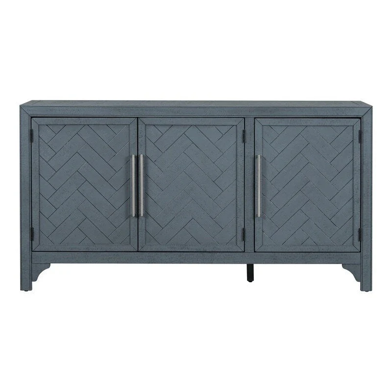 60W Cabinet Sideboard with Adjustable Shelves and Pine veneer - N/A