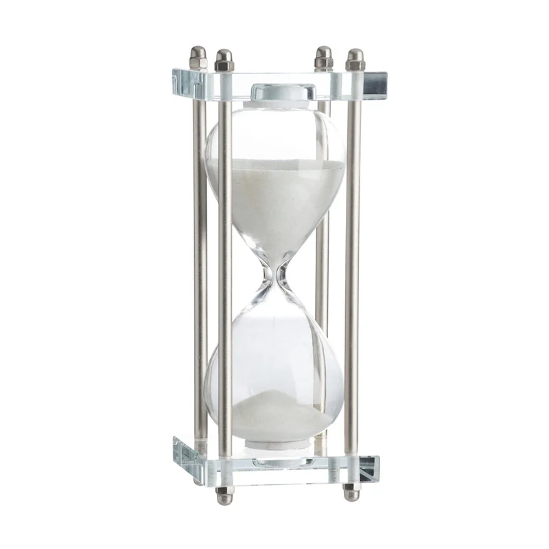 White and Silver 8-inch Industrial Hourglass
