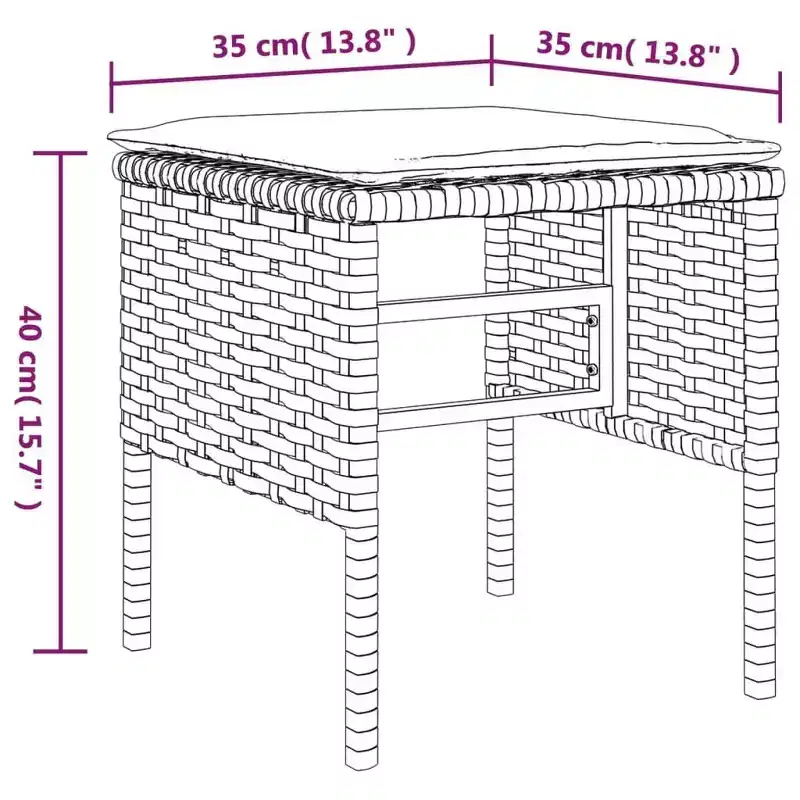 vidaXL Garden Footstool Set of 4 Black Poly Rattan Small Modular