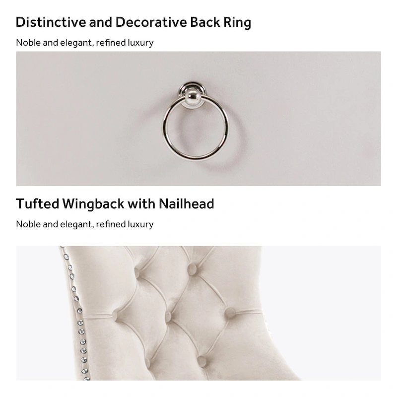 Upholstered Tufted Velvet Dining Chair with Solid Wood Legs Set of 6