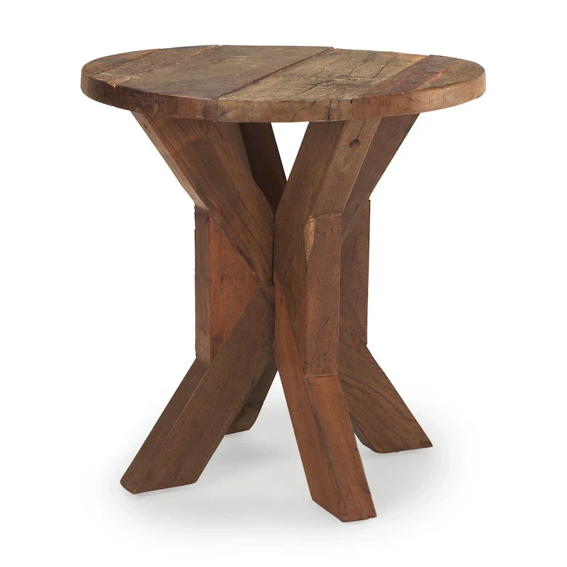 HomeRoots 26  Brown Distressed Reclaimed Wood End Table - 25.75' X '26' X '25.75