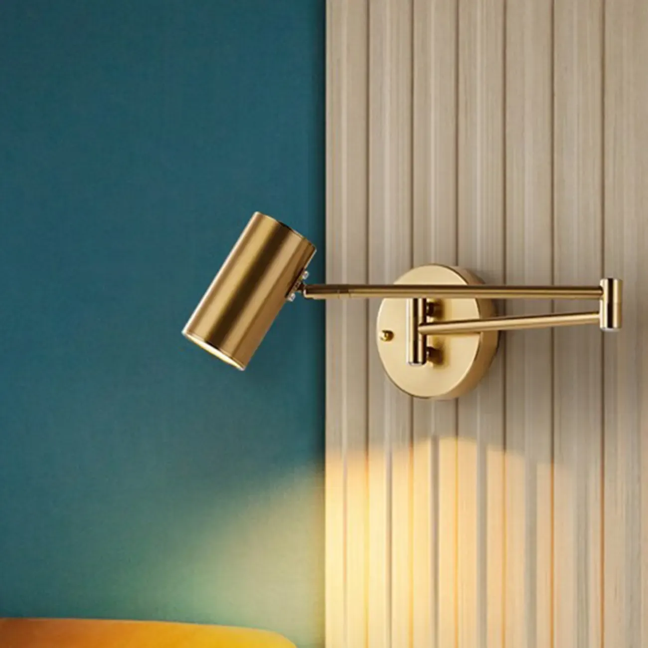 Modern Bedside Swing Arm Wall Light with Iron Shade