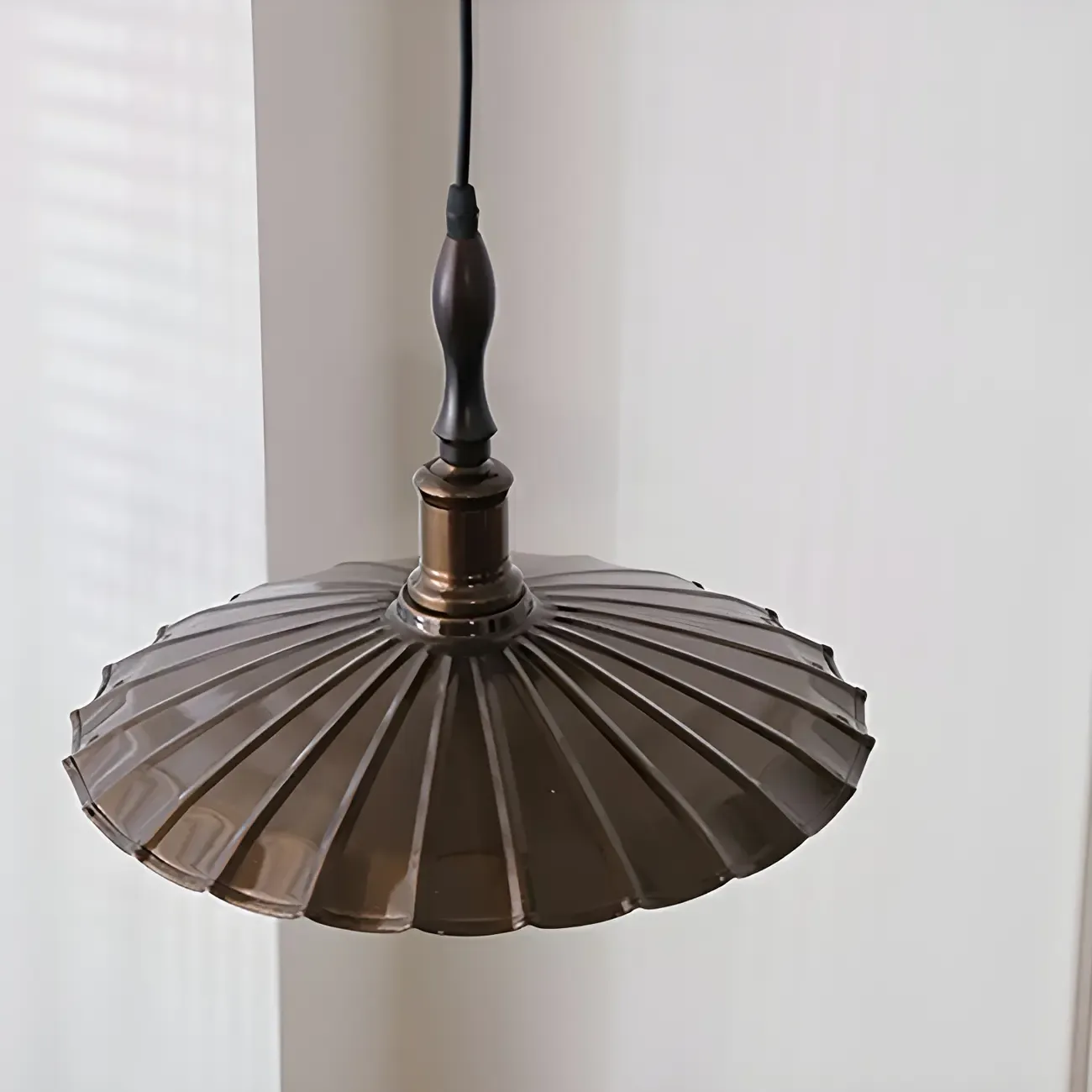 Brown Iron Fluted Cone Round Pendant Light